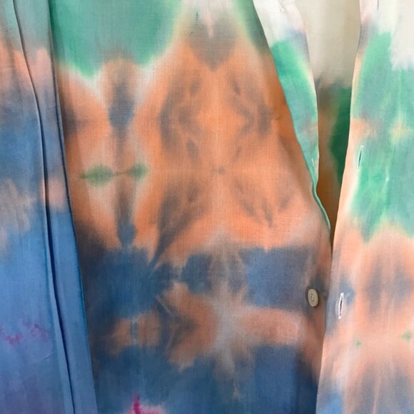🎨 Free Speech Glitch Dyed Linen Shirt – Artfully Undone, Effortlessly Cool - Picture 12 of 14